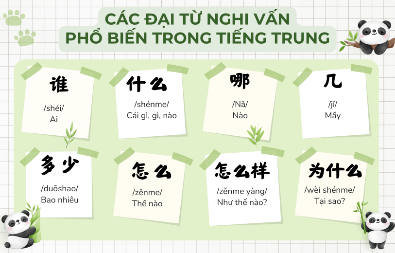 Các đại từ nghi vấn tiếng Trung phổ biến