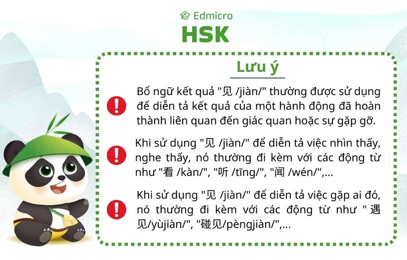 Lưu ý khi dùng bổ ngữ kết quả 见 /jiàn/