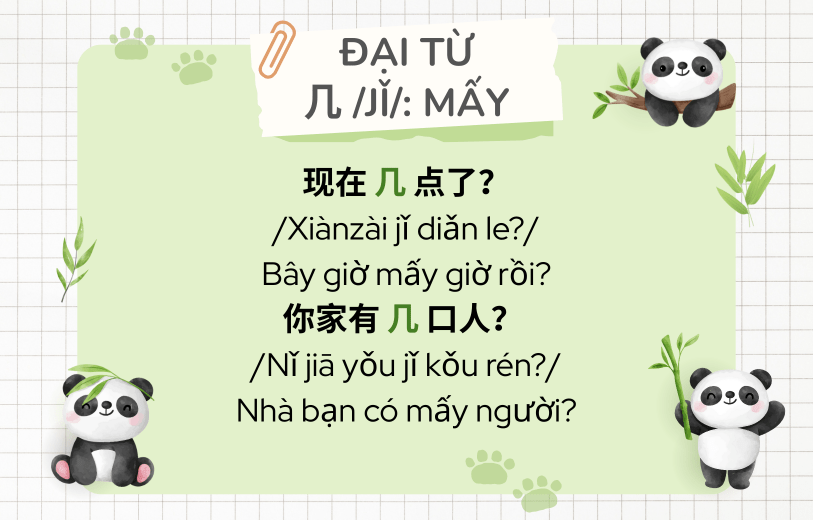 Ví dụ đại từ nghi vấn tiếng Trung 几 /jǐ/