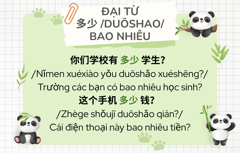 Ví dụ đại từ nghi vấn tiếng Trung 多少 /duōshao/