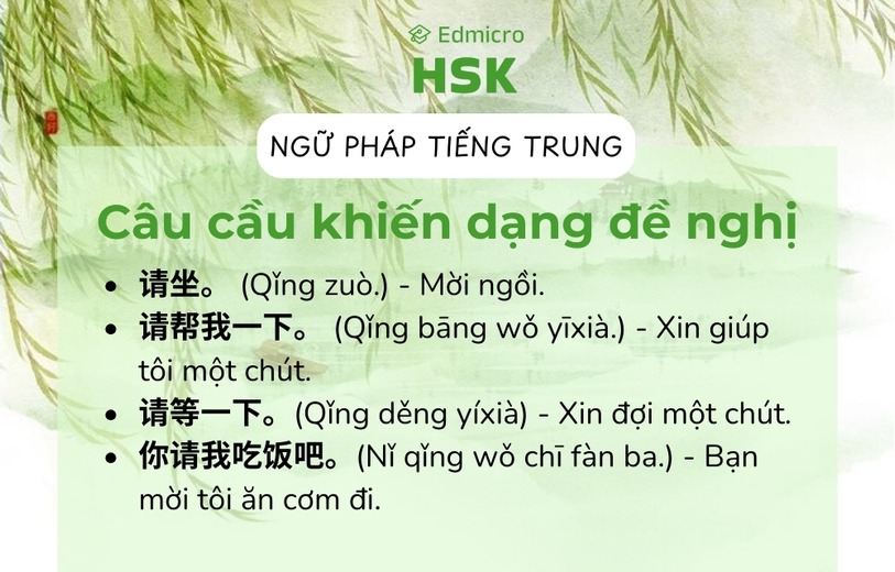 Ví dụ câu cầu khiến dạng đề nghị