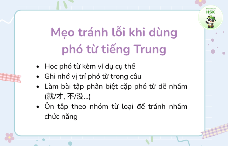 Mẹo tránh lỗi khi dùng các phó từ trong tiếng Trung