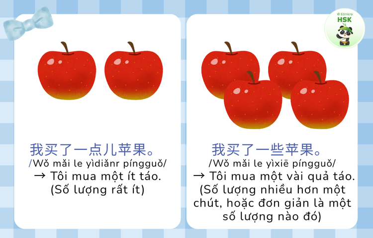 Ví dụ phân biệt 一点儿 và 一些 trong tiếng Trung
