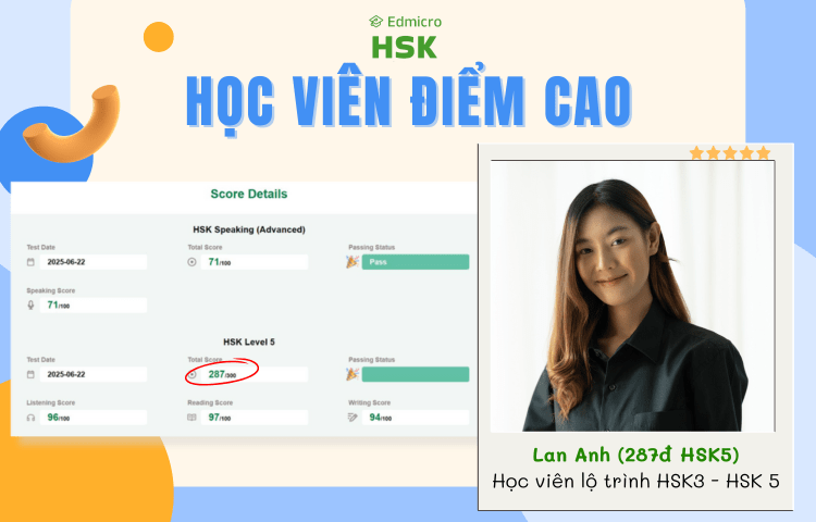 Số điểm HSK/HSKK đáng mơ ước của chị Lan Anh nhờ công nghệ AI chấm chữa chi tiết