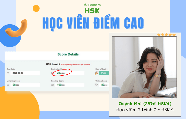 Chị Mai hào hứng chia sẻ điểm HSK 4 sau 7 tháng học với Edmicro HSK