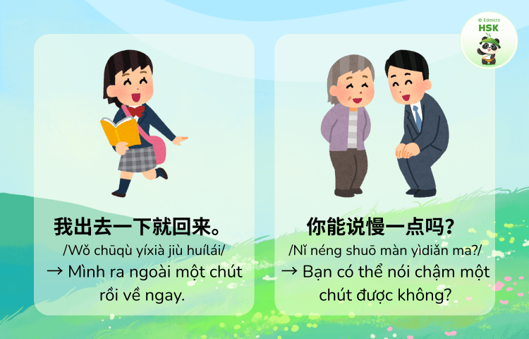 Ví dụ phân biệt 一下 và 一点 trong tiếng Trung