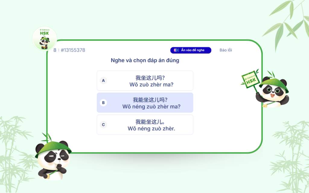 Nghe và chọn đáp án đúng: rèn kỹ năng nghe hiểu trong ngữ cảnh đời thực.