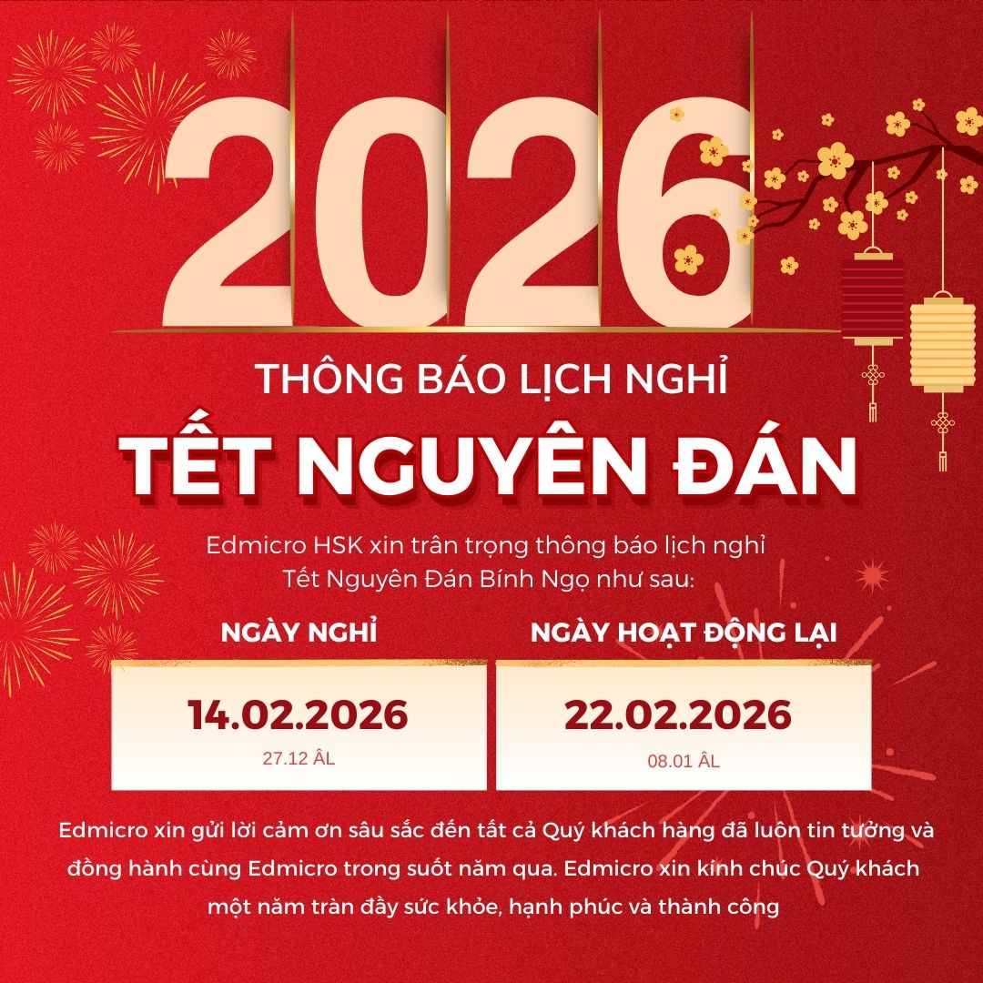 Thông báo lịch nghỉ Tết Bính Ngọ Edmicro HSK